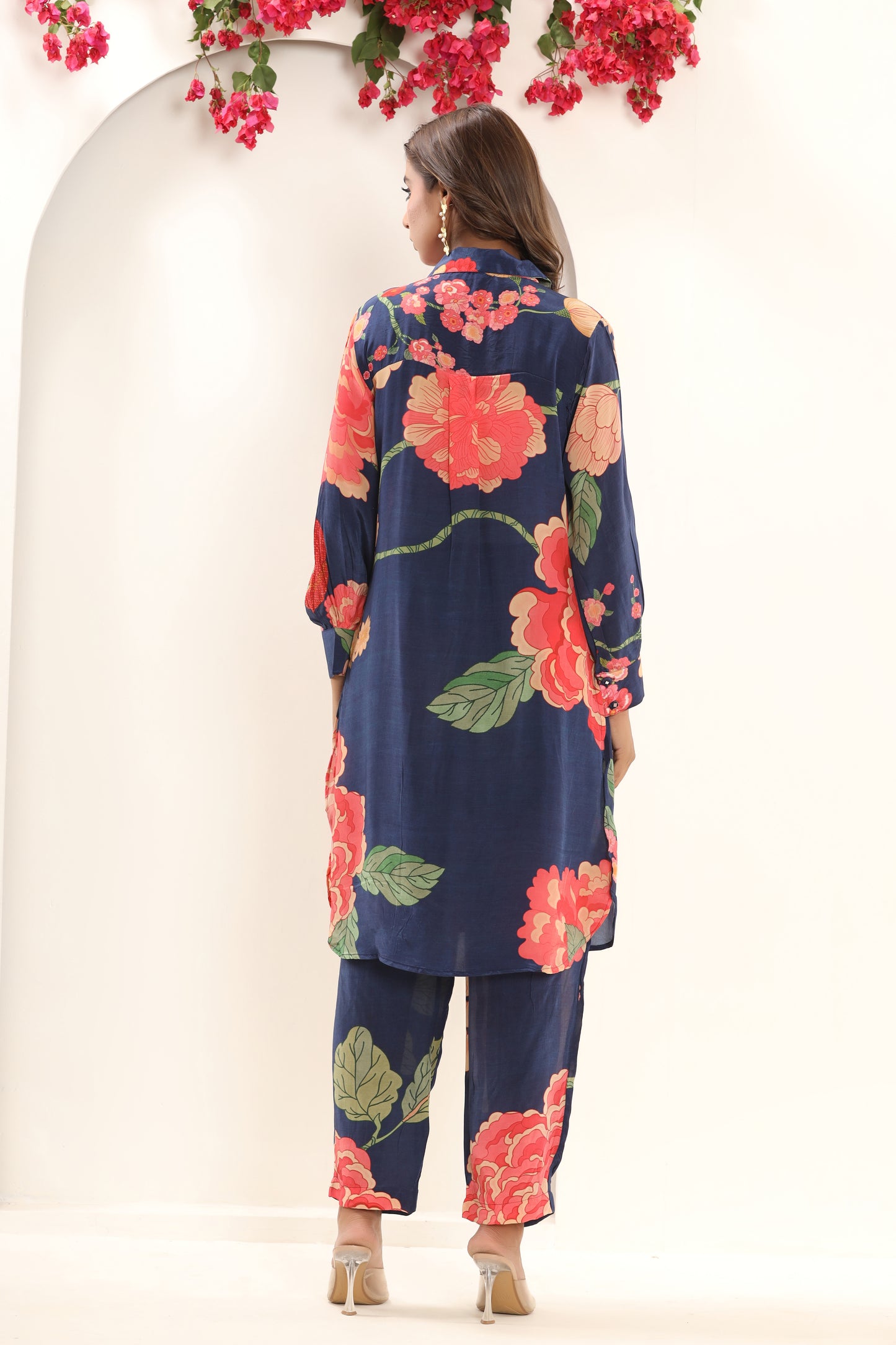 Natural Crepe Floral Coord Set