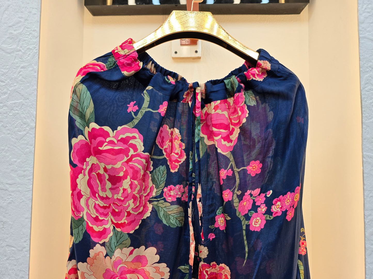 Pure Natural Crepe Floral Navy Blue Coord Set