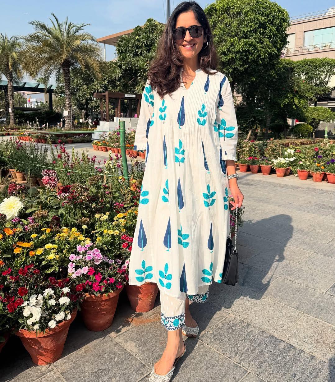 Mughal Boota Block Print Kurta Set with Pintex Detailing