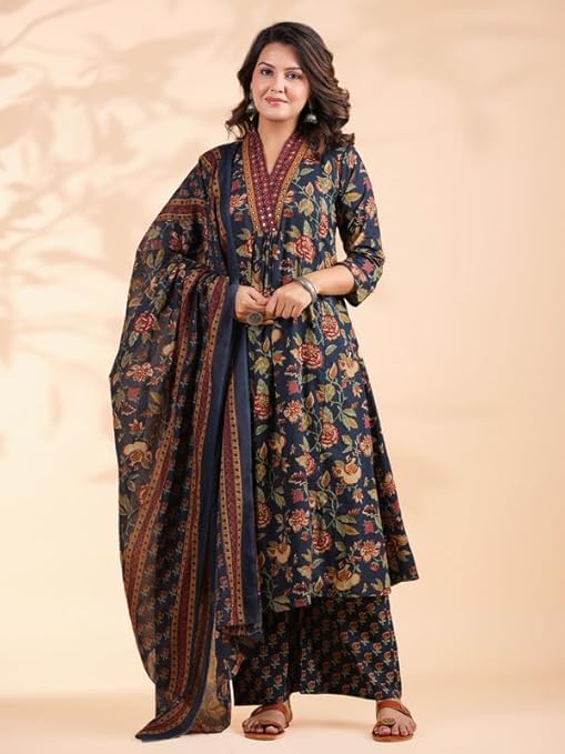 Starry Blue Floral Cotton 3 Piece Set
