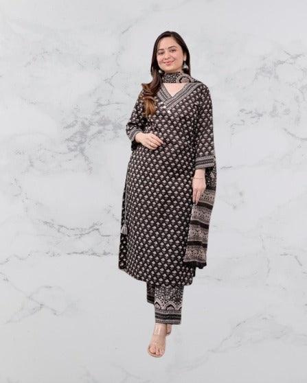 Ajrakh Print Designer Cotton Salwar Suit (Plus Size)