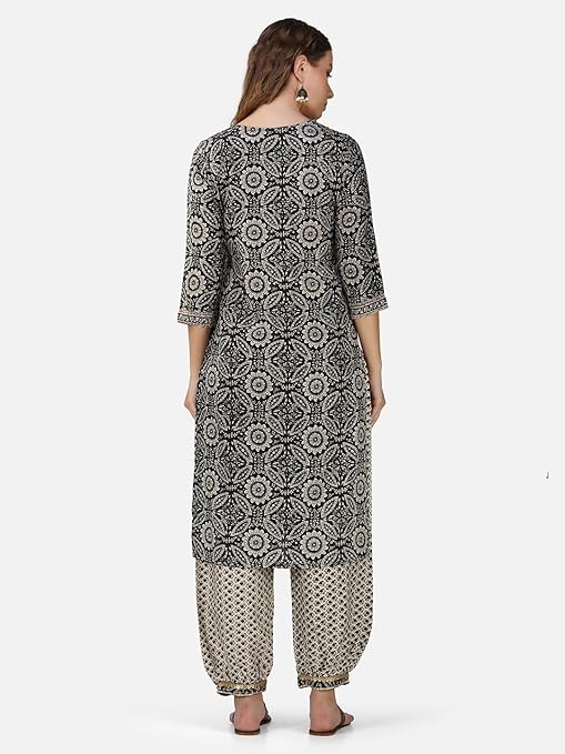 Ajrakh Print Cotton Afghani Pants Kurta Set