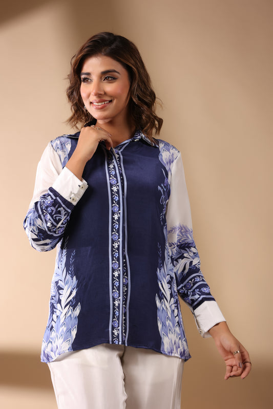 Natural Italian Crepe Placement Print Coord Set