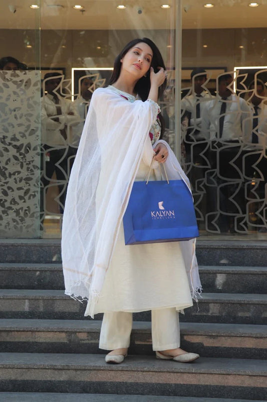 White Embroidered Chanderi Salwar Suit Set