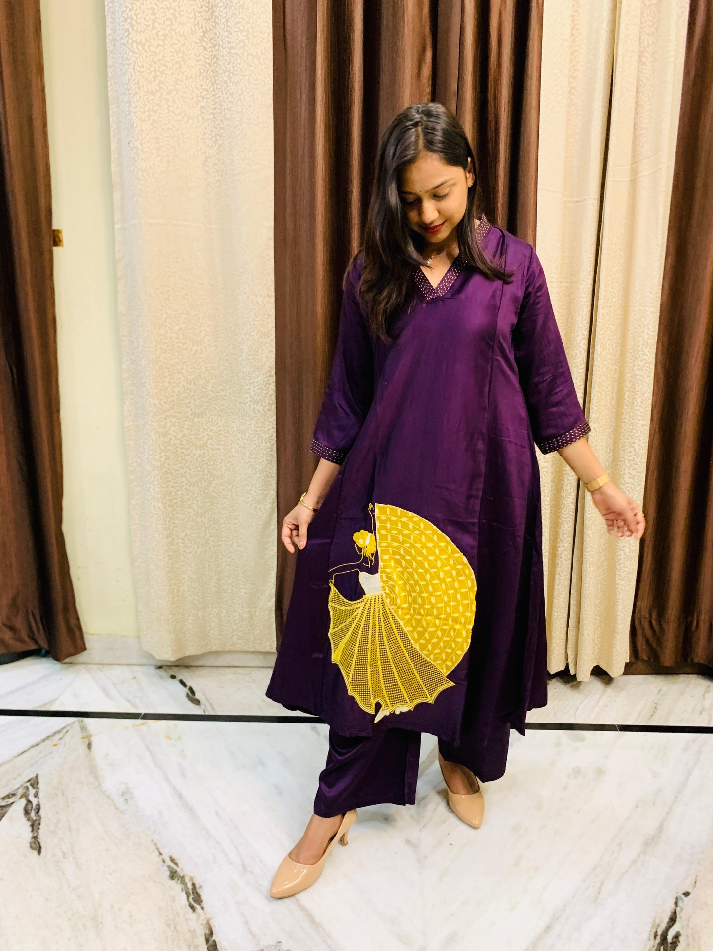 Silk Viscose Unique Patchwork A-line Dress