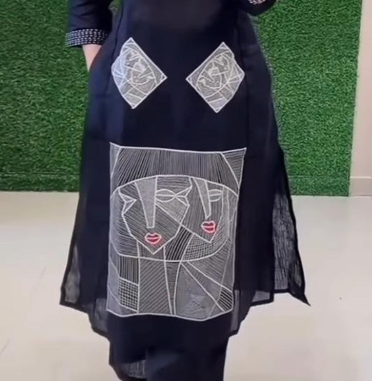 Cotton Flex Designer Kurta Set with Tribal Embroidery