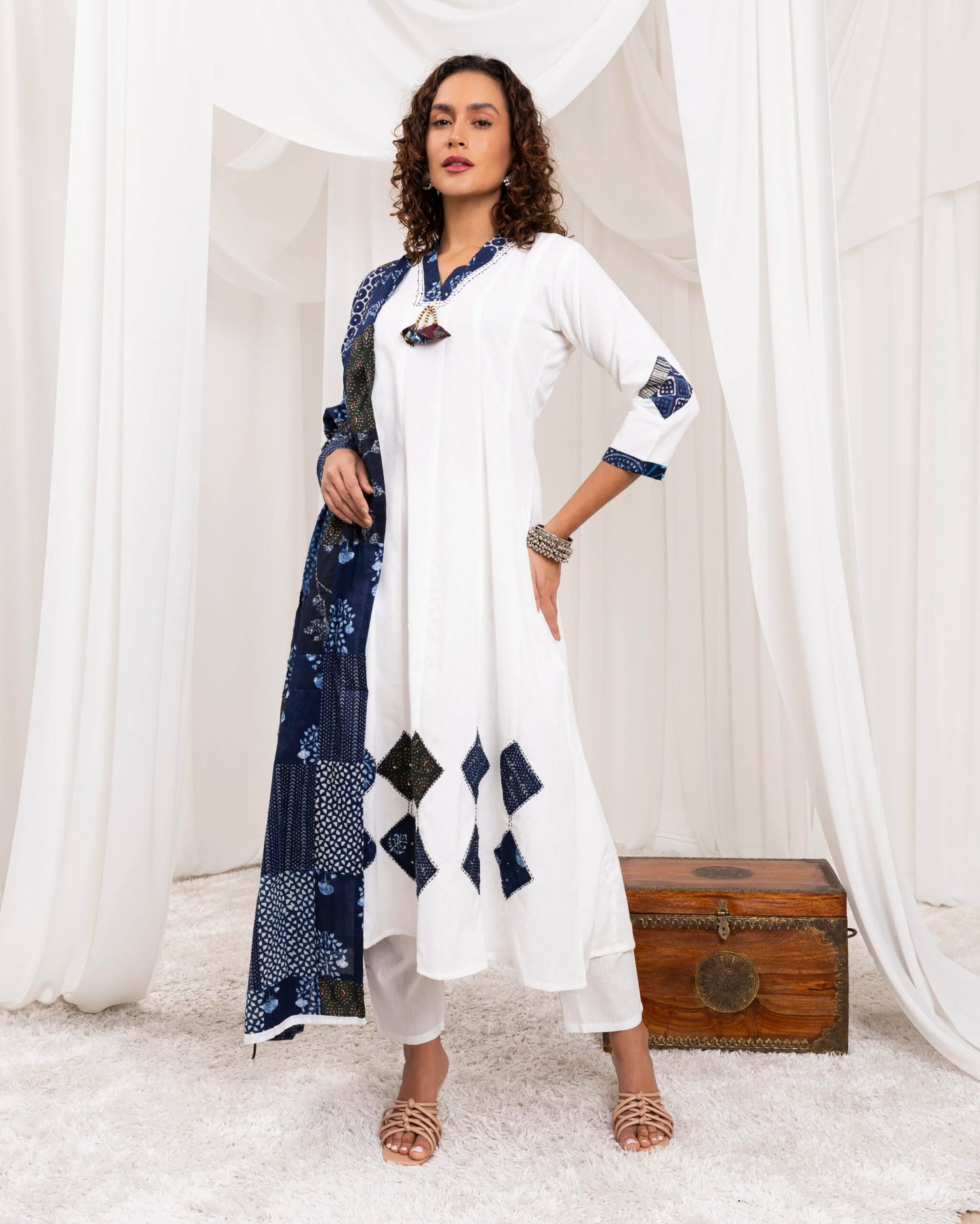 Patchwork Designer Cotton 3 Piece Dress