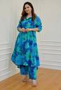 Princess Cut Floral Blue Kurta Set