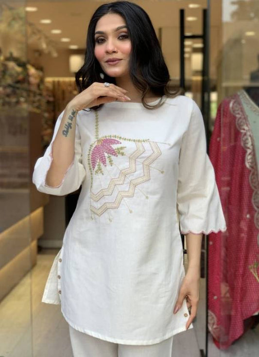 Cotton Flex Embroidered Officewear Coord Set