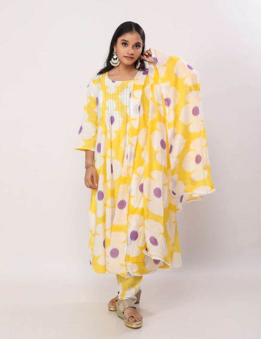 Cotton Printed Floral Three Piece Salwar Set