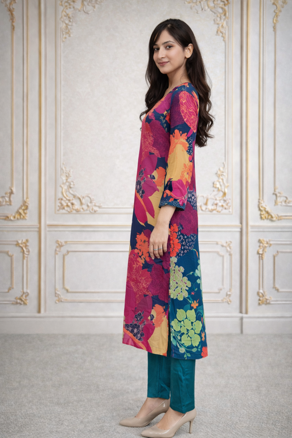 Multicolor Italian Crepe Two Piece Set