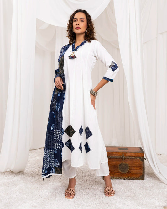 Patchwork Designer Cotton 3 Piece Dress